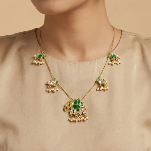 Invisible_Necklace_with_Kundan_and_Jadau_Elephant_Traditional_Indian_Gold_Plated_Adjustable_Necklace_set