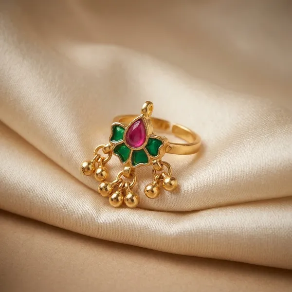Traditional_Gold_Plated_Floral_Toe_Ring_with_Ruby_and_Emerald_Stones