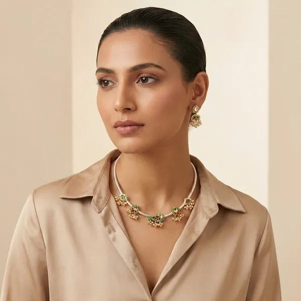 Traditional_Hasli_Necklace_Set_with_Floral_Motifs_and_Green_Stones