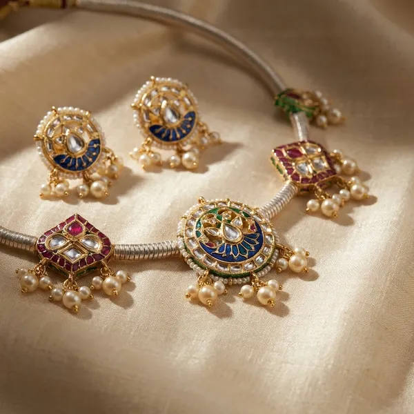 Traditional_Golden_Hasli_Necklace_Set_with_Colorful_Kundan_Work_and_Matching_Earrings