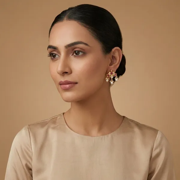 Traditional_Gold_Plated_Earrings_with_Pink_Stones_and_Pearl_Drops