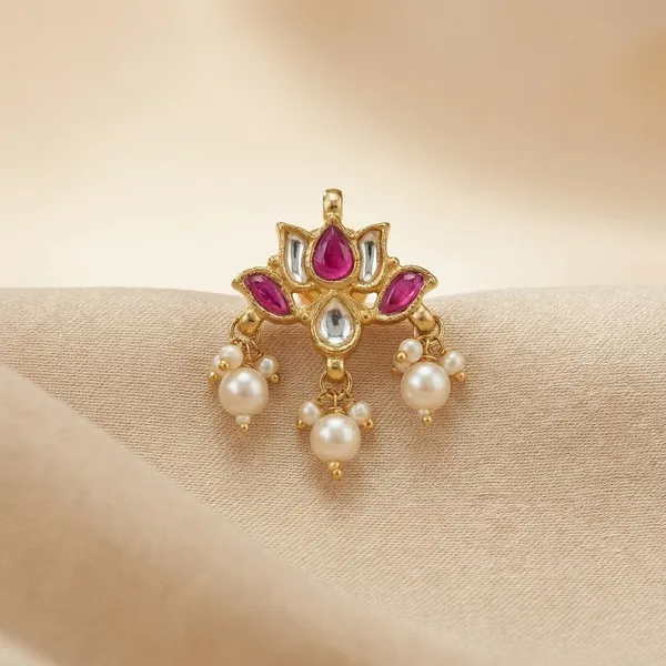Traditional_Gold_Plated_Earrings_with_Pink_Stones_and_Pearl_Drops