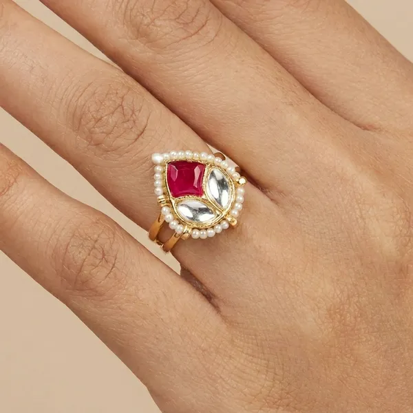 Elegant_Tear_Drop_Kundan_Ring_with_Ruby_and_Pearl_Detailing