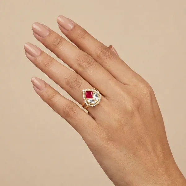 Elegant_Tear_Drop_Kundan_Ring_with_Ruby_and_Pearl_Detailing