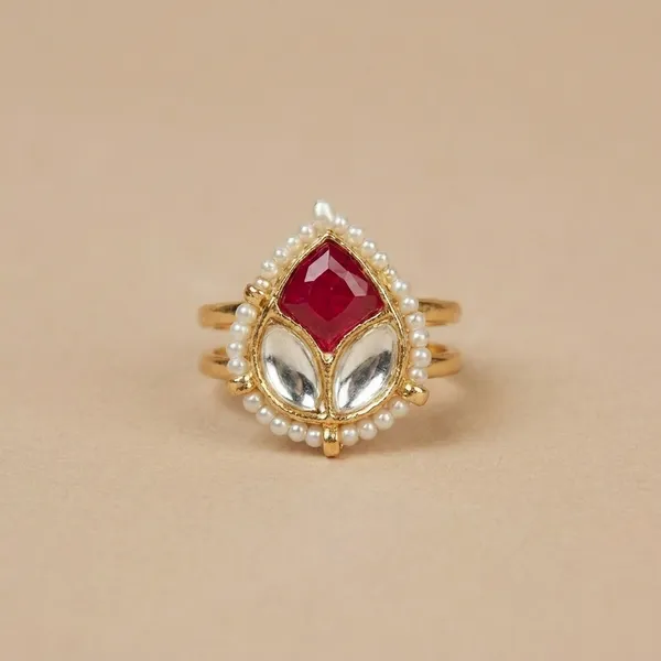 Elegant_Tear_Drop_Kundan_Ring_with_Ruby_and_Pearl_Detailing