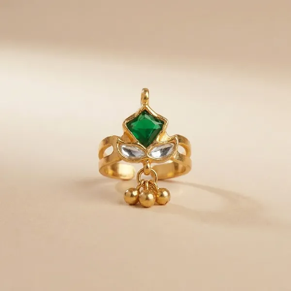 Elegant_Green_Stone_Gold_Plated_Toe_Ring_Set_with_Crystal_Accents