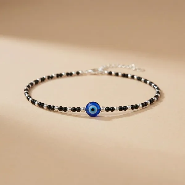 Pure_92.5_Silver_Evil_Eye_Beaded_Anklet_with_Black_Beads