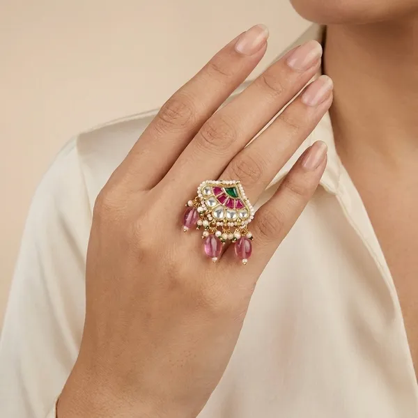Traditional_Kundan_Minakari_Ring_with_Dangling_Pink_Gemstones