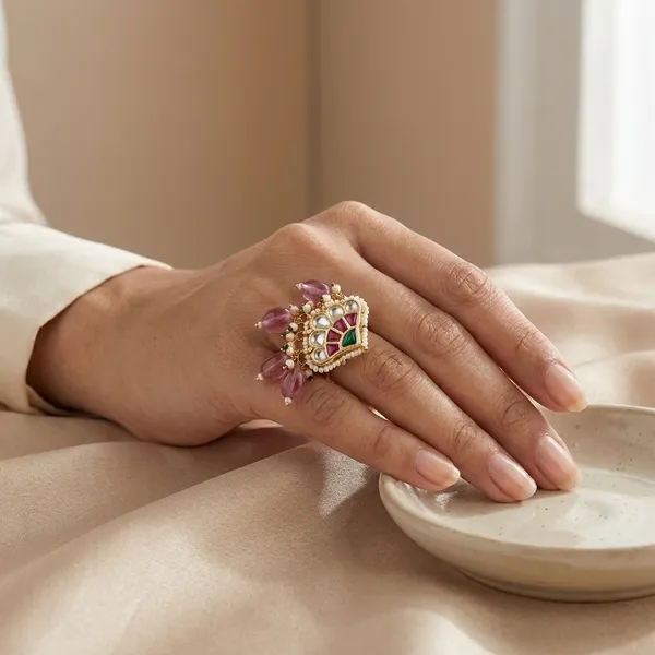 Traditional_Kundan_Minakari_Ring_with_Dangling_Pink_Gemstones