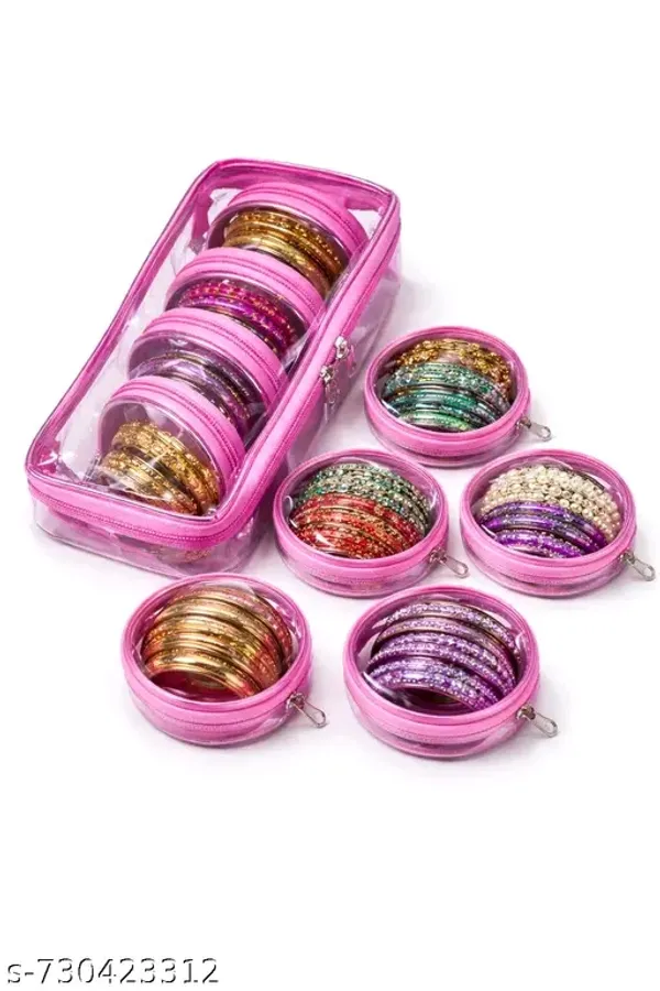 Glitter_Bangle_Storage_Case_Set_With_5_Transparent_Containers_-_Pink