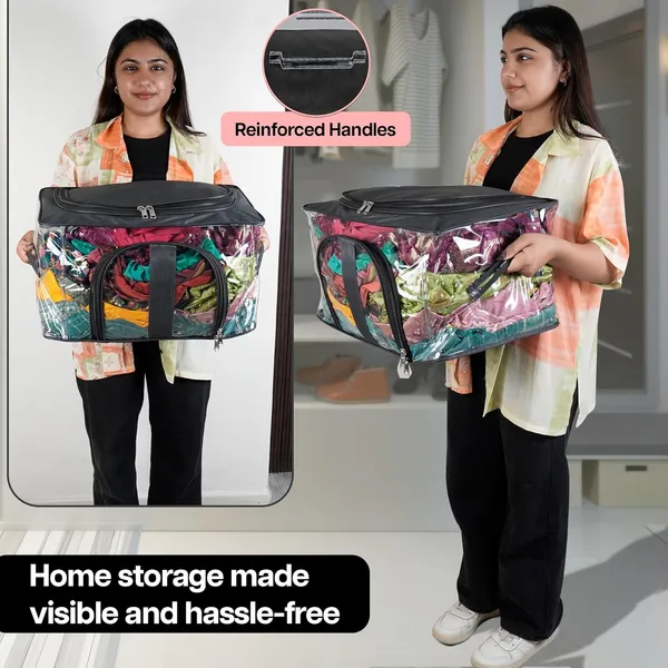 Pack_Of_2_|_33_Ltr_Pvc_Transparent_Moisture_Proof_Storage_Box_For_Clothes_|_Under-Bed_Closet_Wardrobe_Organizer_Bag_For_Clothes_With_Carry_Handle_(44_X_31_X_24_Cm)_|_Black