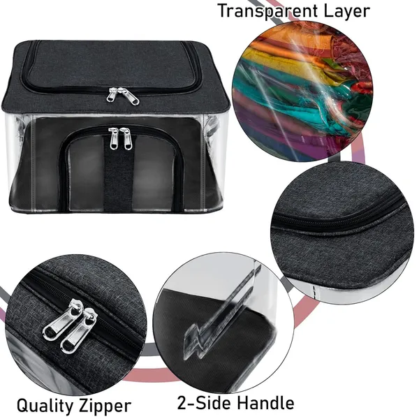 Pack_Of_2_|_33_Ltr_Pvc_Transparent_Moisture_Proof_Storage_Box_For_Clothes_|_Under-Bed_Closet_Wardrobe_Organizer_Bag_For_Clothes_With_Carry_Handle_(44_X_31_X_24_Cm)_|_Black