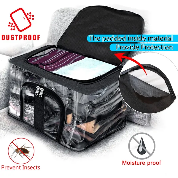 Pack_Of_5_|_33_Ltr_Pvc_Transparent_Moisture_Proof_Storage_Box_For_Clothes_|_Under-Bed_Closet_Wardrobe_Organizer_Bag_For_Clothes_With_Carry_Handle_(44_X_31_X_24_Cm)_|_Black