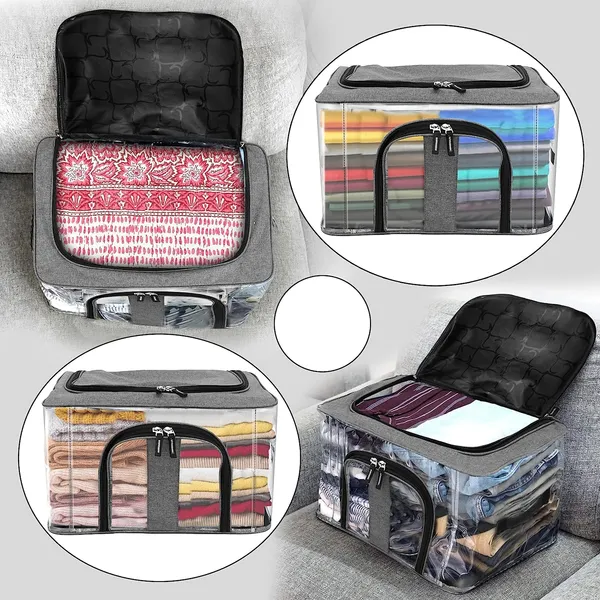 Pack_Of_2_|_33_Ltr_Pvc_Transparent_Moisture_Proof_Storage_Box_For_Clothes_|_Under-Bed_Closet_Wardrobe_Organizer_Bag_For_Clothes_With_Carry_Handle_(44_X_31_X_24_Cm)_|_Grey