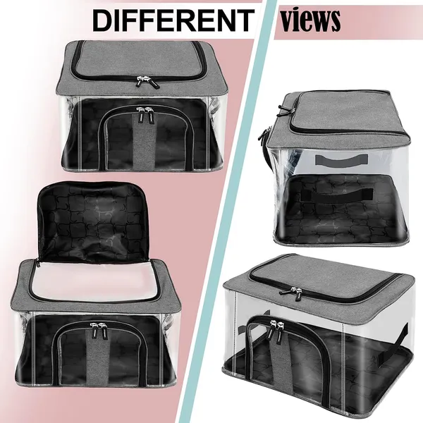 Pack_Of_4_|_33_Ltr_Pvc_Transparent_Moisture_Proof_Storage_Box_For_Clothes_|_Under-Bed_Closet_Wardrobe_Organizer_Bag_For_Clothes_With_Carry_Handle_(44_X_31_X_24_Cm)_|_Grey
