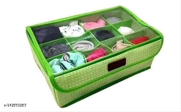 12-Compartment_Foldable_Storage_Organizer_With_Lid_-_Green