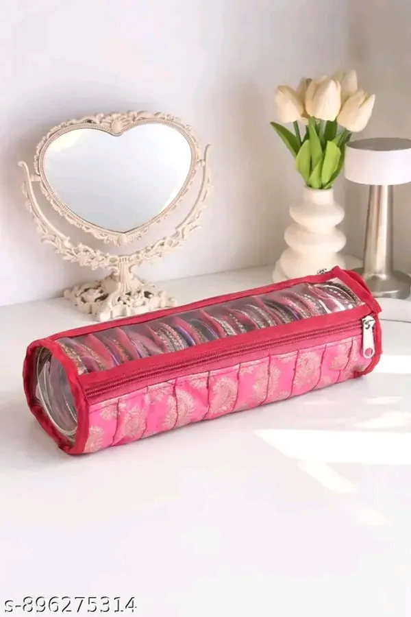 Premium_Bangles_Organisers_Storage_Box_With_10_Compartments_|_Gold_Jewellery_Pouch_&_Chudi_Case_Holder_For_Women_|_Printed_|_Pink