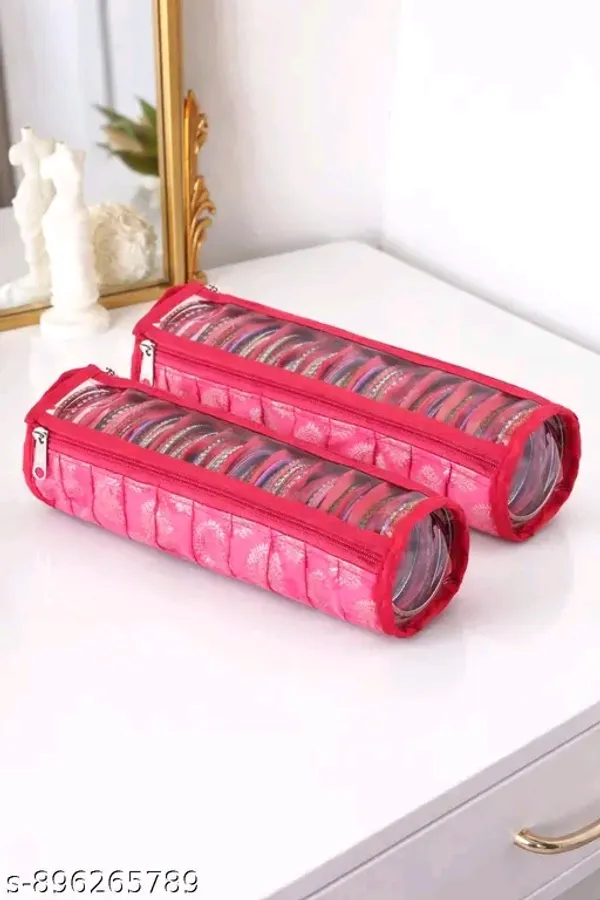 Pack_Of_2_Premium_Bangles_Organisers_Storage_Box_With_10_Compartments_|_Gold_Jewellery_Pouch_&_Chudi_Case_Holder_For_Women_|_Printed_|_Pink