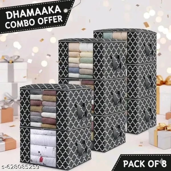 Pack_Of_8_|_Non_Woven_Printed_Saree_Cover_|_Black