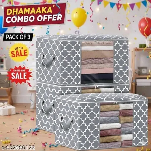 Pack_Of_3_|_Non_Woven_Printed_Saree_Cover_|_Grey