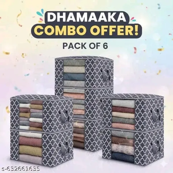 Pack_Of_6_|_Non_Woven_Printed_Saree_Cover_|_Grey