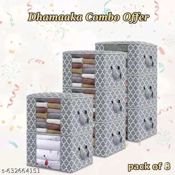 Pack_Of_8_|_Non_Woven_Printed_Saree_Cover_|_Grey