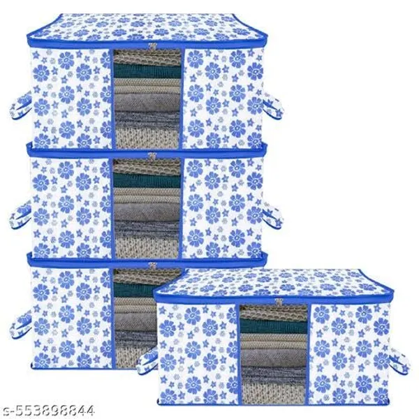 1-Compartment_Foldable_Fabric_Storage_Organizer_Box_-_Blue_And_White