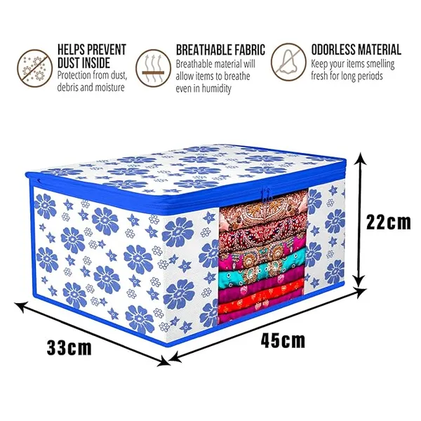 1-Compartment_Foldable_Fabric_Storage_Organizer_Box_-_Blue_And_White