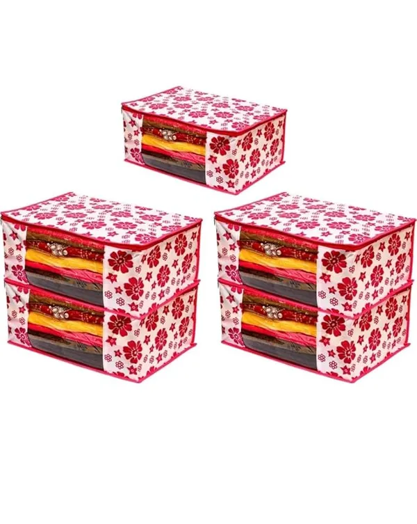 1-Compartment_Foldable_Fabric_Storage_Organizer_Box_-_Pink_And_White