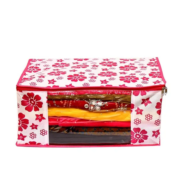 1-Compartment_Foldable_Fabric_Storage_Organizer_Box_-_Pink_And_White