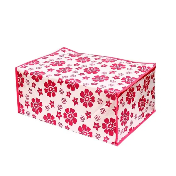 1-Compartment_Foldable_Fabric_Storage_Organizer_Box_-_Pink_And_White