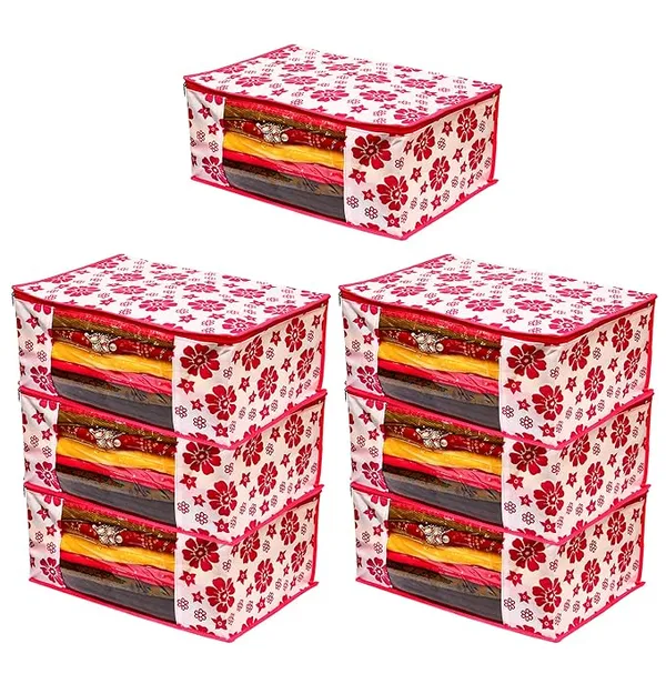 1-Compartment_Foldable_Fabric_Storage_Organizer_Box_-_Pink_And_White