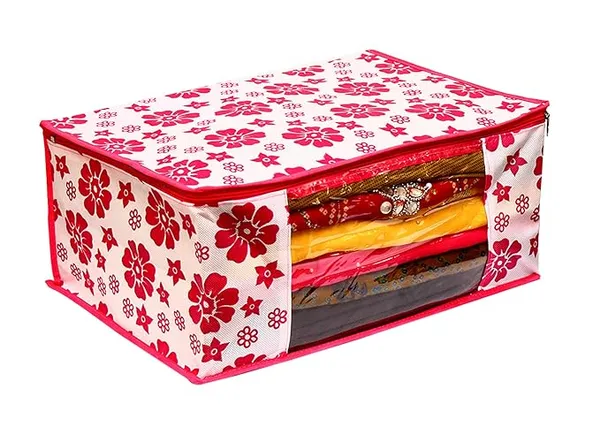 1-Compartment_Foldable_Fabric_Storage_Organizer_Box_-_Pink_And_White