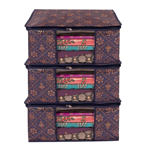 Premium_Quality_Combo_Offer_Saree_Cover_Storage_Bags_For_Clothes_|_Blue
