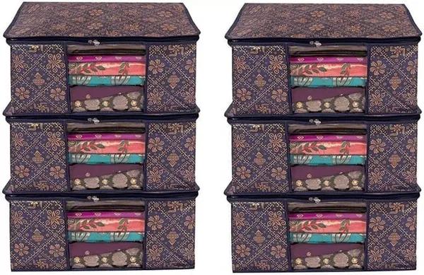 Premium_Quality_Combo_Offer_Saree_Cover_Storage_Bags_For_Clothes_|_Blue