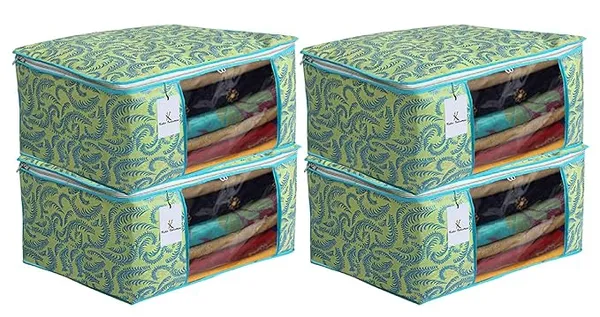 1-Compartment_Foldable_Fabric_Storage_Organizer_Box_-_Parrot_Green