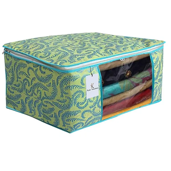 1-Compartment_Foldable_Fabric_Storage_Organizer_Box_-_Parrot_Green