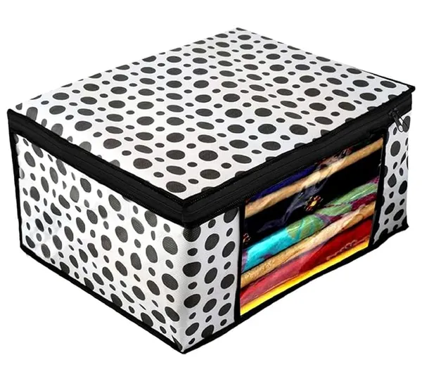 1-Compartment_Foldable_Fabric_Storage_Organizer_Box_-_Black_And_White