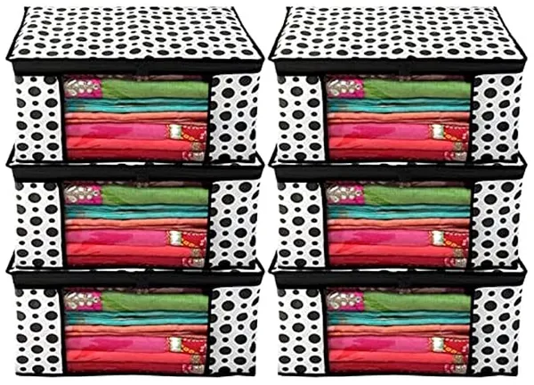 1-Compartment_Foldable_Fabric_Storage_Organizer_Box_-_Black_And_White