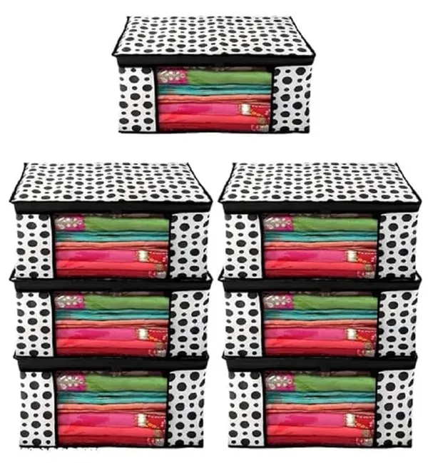 1-Compartment_Foldable_Fabric_Storage_Organizer_Box_-_Black_And_White