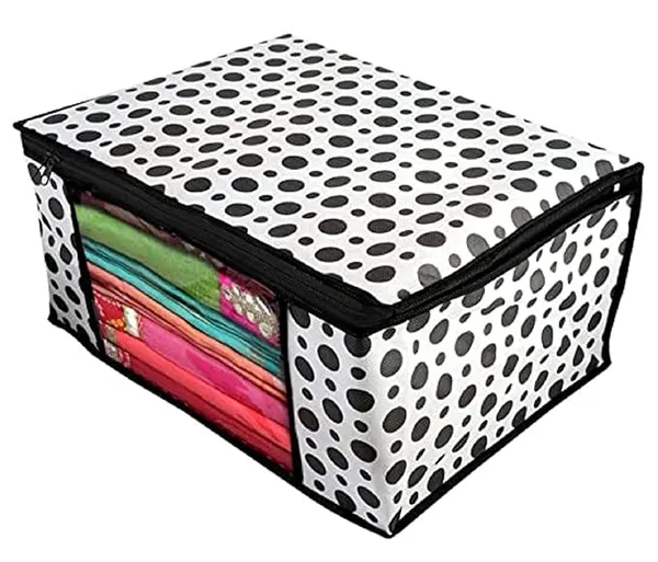 1-Compartment_Foldable_Fabric_Storage_Organizer_Box_-_Black_And_White