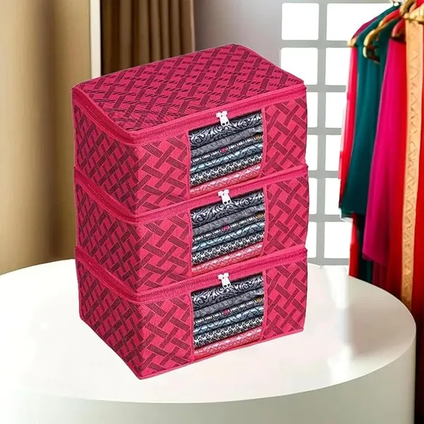 1-Compartment_Foldable_Fabric_Storage_Organizer_Box_-_Pink