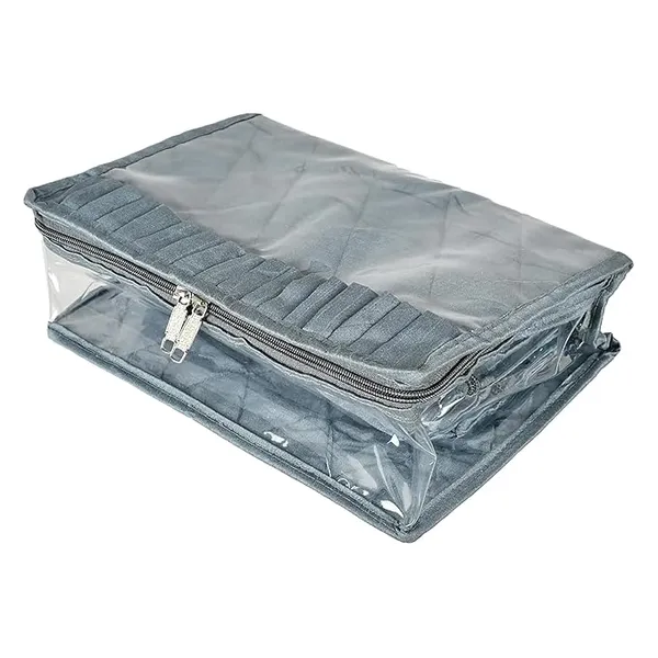 Pvc_Travel_Jewelry_Organiser_|_Jewelry_Storage_Bags_For_All_Jewellery_|_Zipper_Closure_With_13_Transparent_Pouch_|_20_X_30_X_11_Cm,_Pack_Of_1_(Grey)
