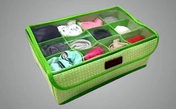 12-Compartment_Foldable_Storage_Organizer_With_Lid_-_Green