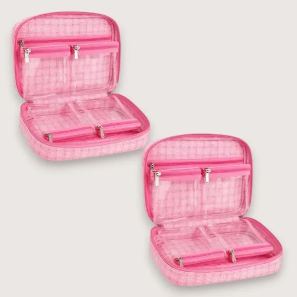 Pink_Transparent_Multi-Pocket_Travel_Cosmetic_Organizer_Bag_|_Pack_Of_2