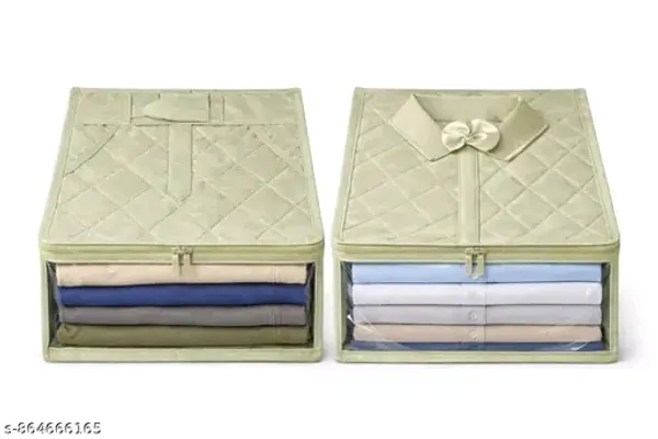 Quilted_Fabric_Shirt_Storage_Box_With_Transparent_Window_-_Beige/Cream