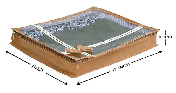 Pack_Of_12_|_Non_Woven_Transparent_View_Flower_Design_Attractive_Bow_Saree_Cover_Bag_With_Stainless_Steel_Zip_Lock,_Cloth_Cover,_Wardrobe_Organizer_|_Cream