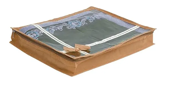 Pack_Of_9_|_Non_Woven_Transparent_View_Flower_Design_Attractive_Bow_Saree_Cover_Bag_With_Stainless_Steel_Zip_Lock,_Cloth_Cover,_Wardrobe_Organizer_|_Cream
