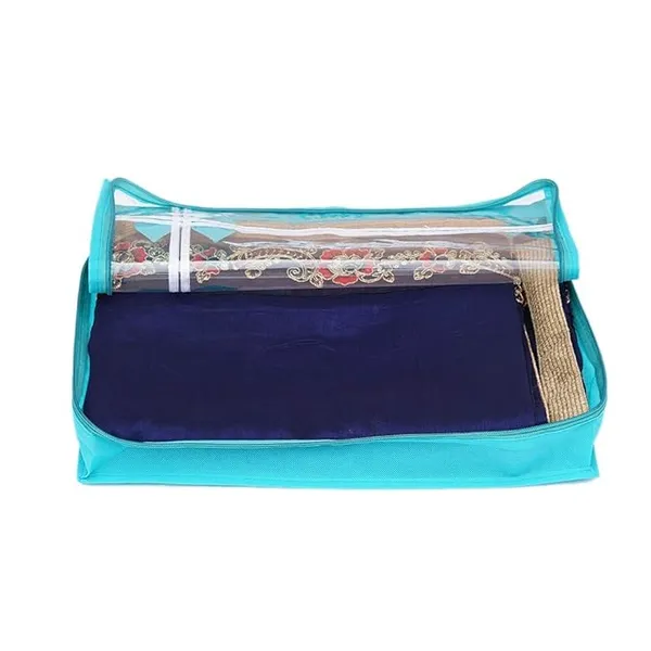 Pack_Of_6_|_Non_Woven_Transparent_View_Flower_Design_Attractive_Bow_Saree_Cover_Bag_With_Stainless_Steel_Zip_Lock,_Cloth_Cover,_Wardrobe_Organizer_|_Sky
