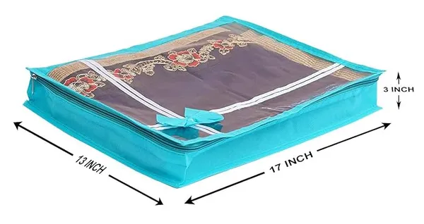 Pack_Of_9_|_Non_Woven_Transparent_View_Flower_Design_Attractive_Bow_Saree_Cover_Bag_With_Stainless_Steel_Zip_Lock,_Cloth_Cover,_Wardrobe_Organizer_|_Sky